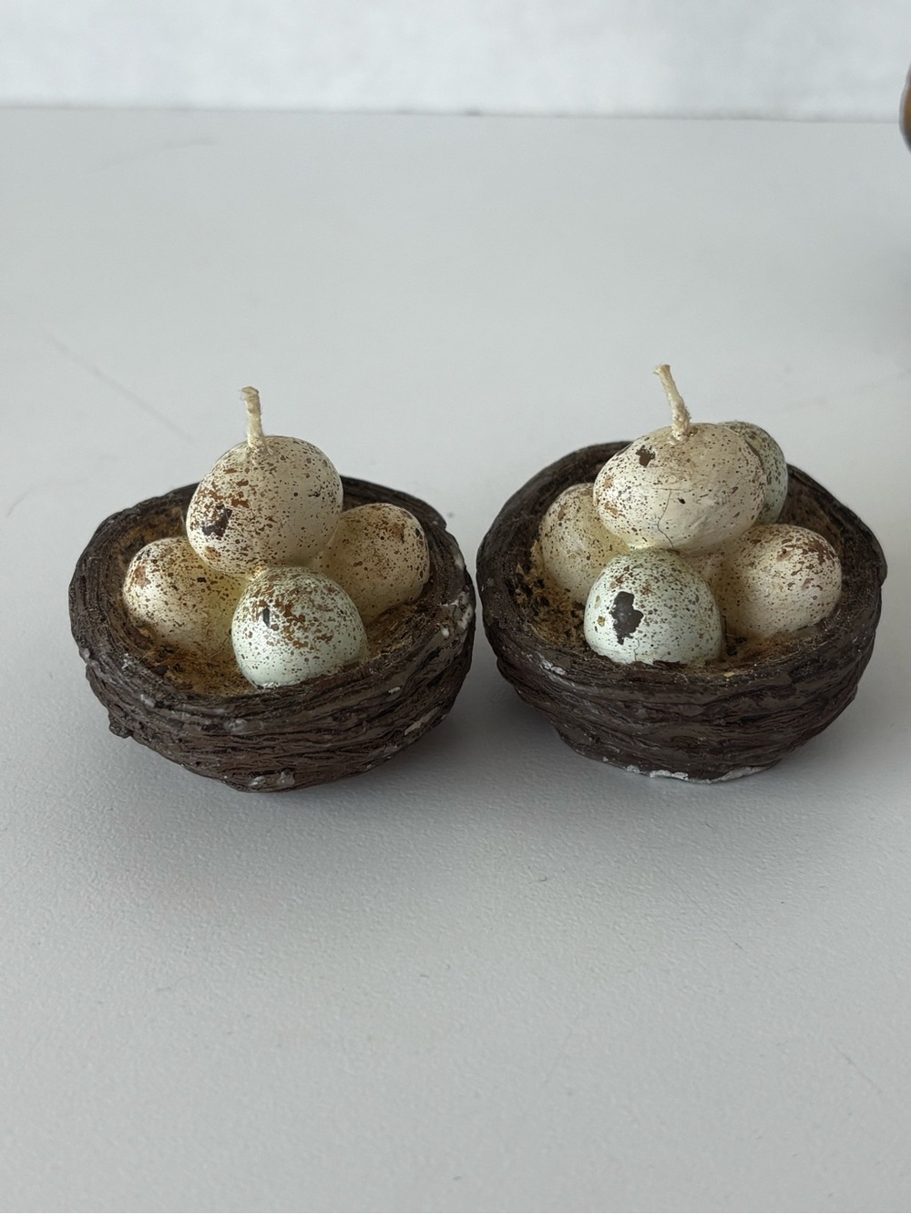 Set of 2 Miniature Nesting Bird Egg Candles 1.5”